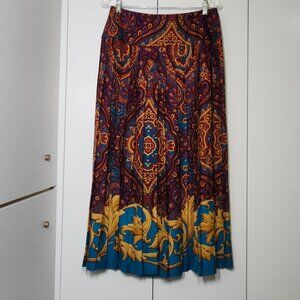 Vintage Richard Warren II Paysley Pleaded Skirt Women's Size14 Silk/Wool